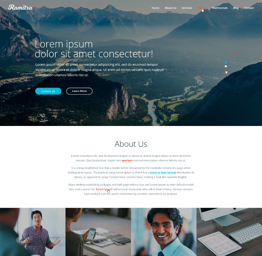 Download Free Corporate Landing Page Ramitra PSD Template